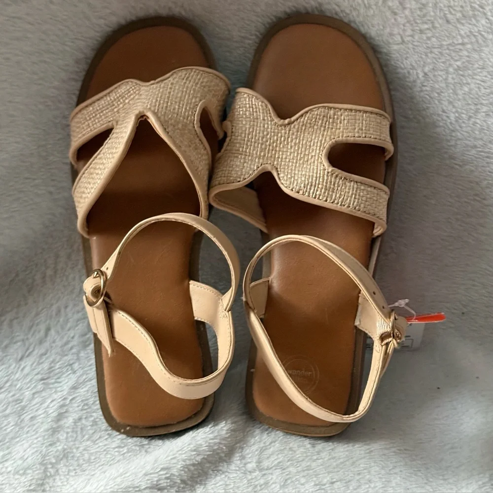 Wonder Nation Girls Tan‎ Sandals Size 1 Adjustable Straps New